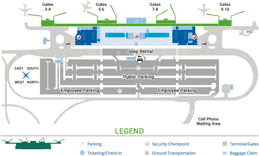 Terminal map of the Kauai airport in Lihue (LIH)