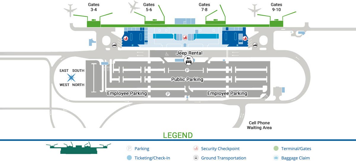 Terminal map of the Kauai airport in Lihue (LIH)